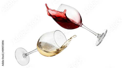 dynamic splash of red wine in a clear glass, captured in motion against a transparent background, elegant and sophisticated.