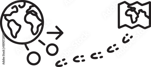 Global travel journey concept. world map, globe and map representing international exploration