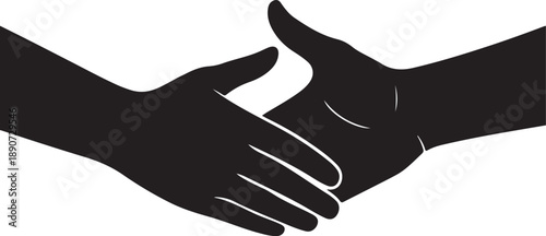 Handshake Silhouette – Reaching Hands Vector Black on White