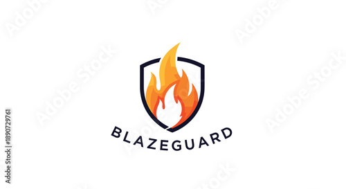 BlazeGuard Shield Logo with Flames Emblem.