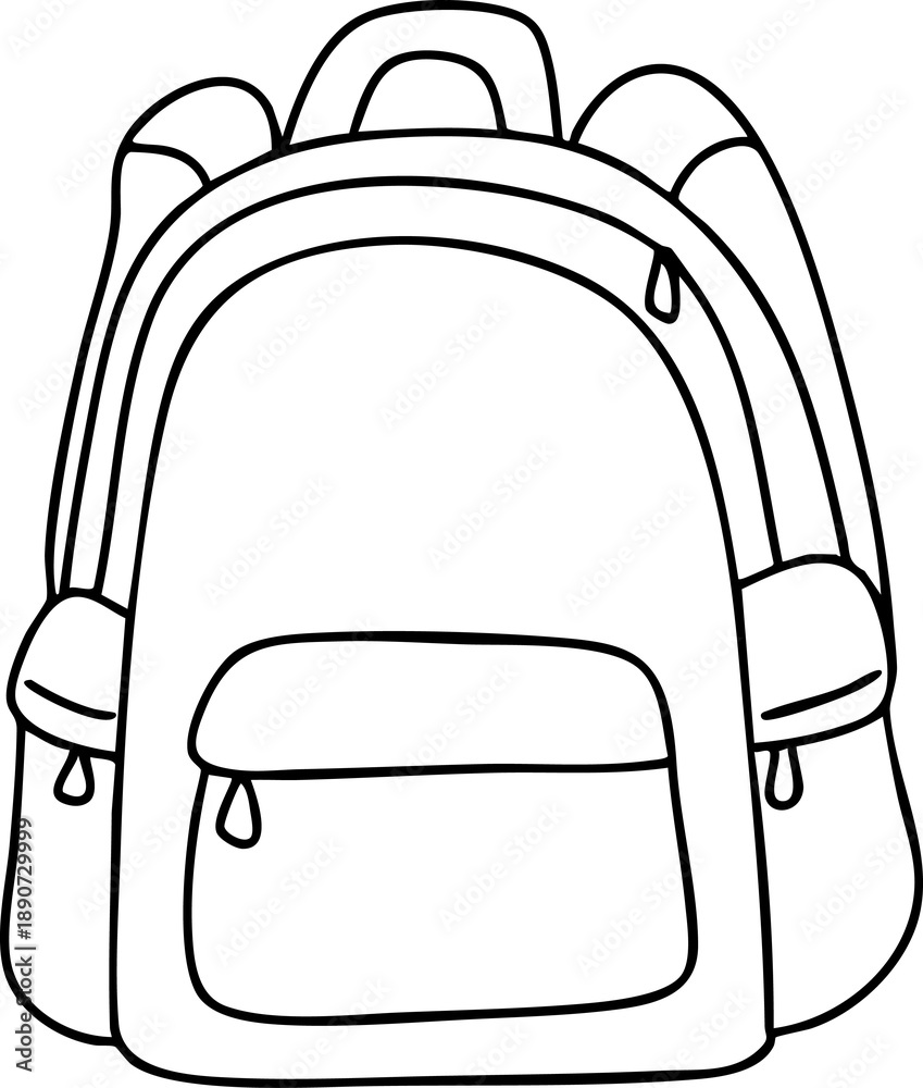 Fototapeta premium Cartoon, back to school, school-related elements, hand-drawn illustrations.
