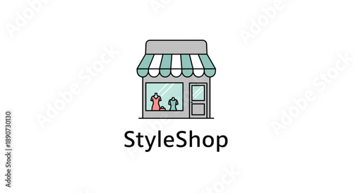 Cartoon Style Shop Storefront Illustration.