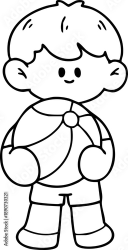 Cute summer cartoon for kids, summer vacation illustrations, hand-drawn line art.