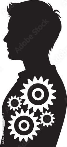 Gears Silhouette – Cog Wheels Vector Black on White”