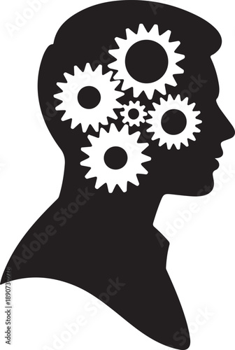 Gears Silhouette – Cog Wheels Vector Black on White”