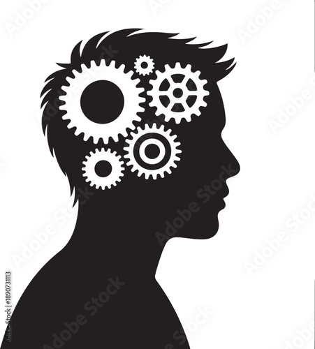 Gears Silhouette – Cog Wheels Vector Black on White”