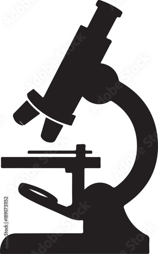 Microscope Silhouette – Lab Instrument Vector Black on White