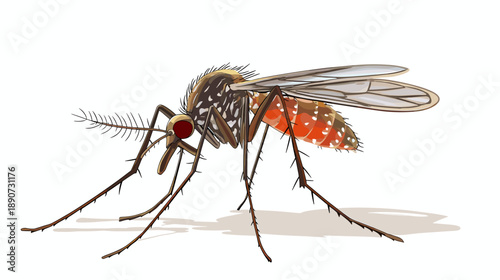 Detailed Illustration of a Mosquito Insect.