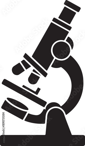 Microscope Silhouette – Lab Instrument Vector Black on White
