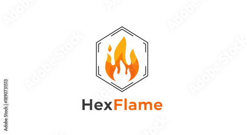 Free Download Hexagonal Logo with Flame Design Element. - GFXLoad