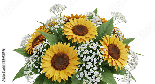 Wallpaper Mural Sunflower and Baby's Breath Bouquet Torontodigital.ca