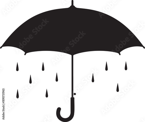 Umbrella Silhouette – Open Umbrella Vector Black on White