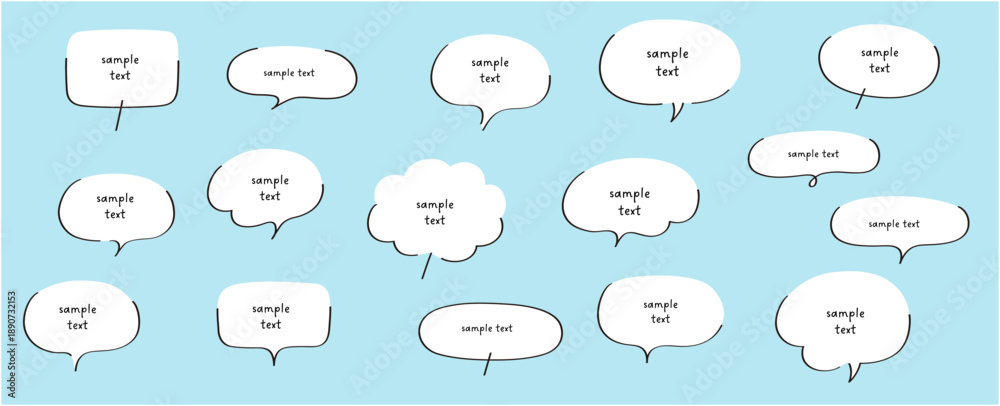 Obraz premium ゆるい吹き出しのベクターイラストセット。ふきだし、フレーム、おしゃれ、シンプル