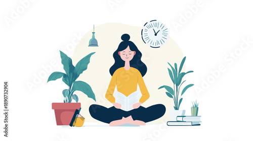 Woman Meditating in Lotus Position.