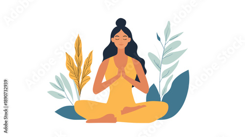 Woman Practicing Yoga Meditation Pose.