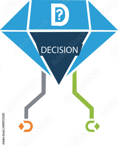Decision Logic Diamond Icon Flat Vector for Software Programming, software development documentation, business process mapping, artificial intelligence concepts, and technical presentations.