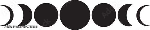 “Moon Phases Silhouette – Lunar Cycle Vector Black on White”