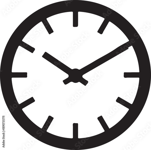 Clock Silhouette – Watch Face Vector Black on White