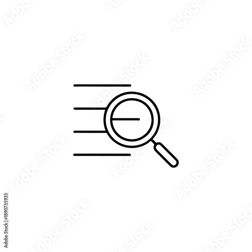 Minimalist Web Browser Icon with Magnifying Glass for Internet Search and Data Analysis
Minimalist black line web browser icon with content lines and magnifying glass overlay, 