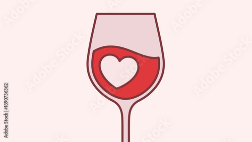 Red wine heart shape in glass, love for alcohol, romantic drink concept