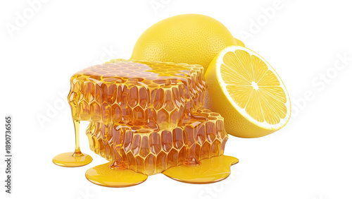 Honeycomb and Lemon Slices with Dripping Honey
