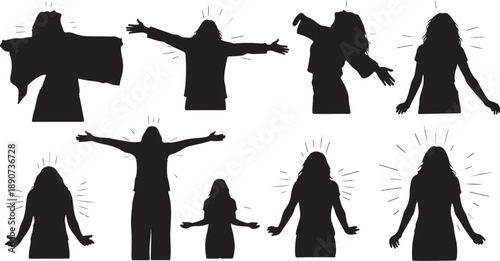 Silhouette of Jesus Christ in various poses and settings