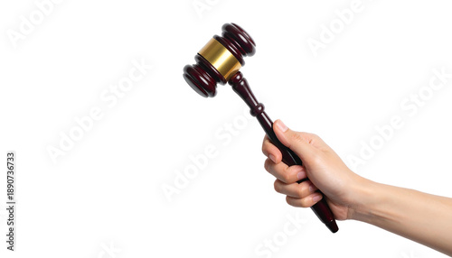 Hand Holding Judge Gavel Close Up.