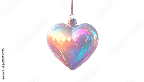 Holographic Heart Shaped Christmas Ornament Decoration.