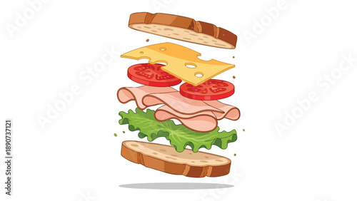 Overhead view of a vibrant pan-cooked noodle dish with chicken and fresh vegetables simmering in a golden broth a delicious culinary illustration