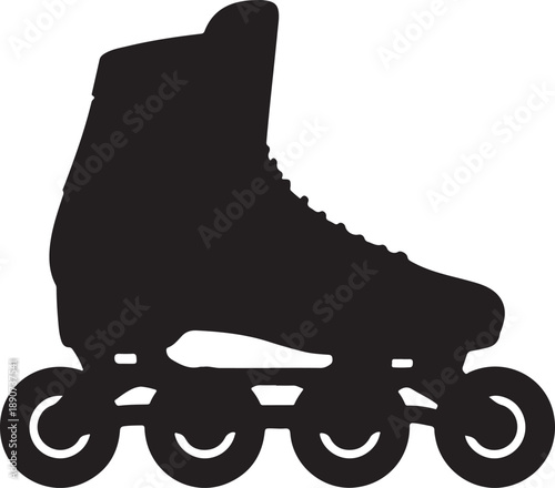 Roller Skate Silhouette – Inline Skates Vector Black on White