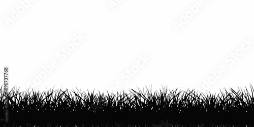 Minimalist silhouette of grass blades against a stark white background