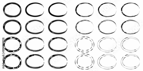 Arrangement of grayscale concentric circles in a grid like pattern