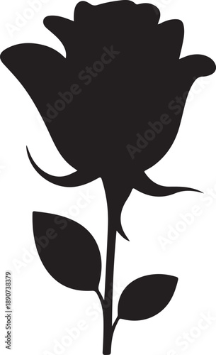 Flower Silhouette – Single Flower Vector Black on White”