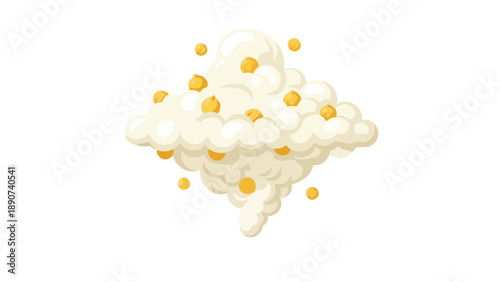 Minimalist illustration of a pristine white cyclamen bloom with distinct green foliage and a delicate bud