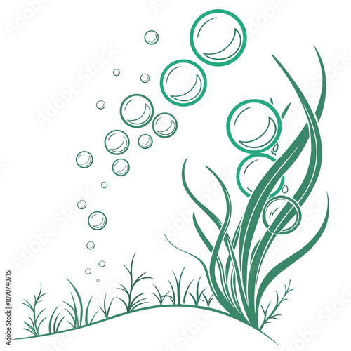 Organic flow of pistachio green 3D bubbles in a matte cluster with a soft nature inspired aesthetic and clean design