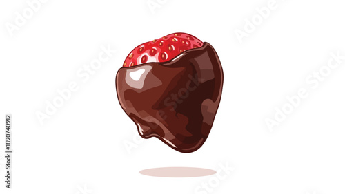 A vibrant vector illustration depicting a luscious red strawberry exquisitely dipped in smooth rich melted chocolate creating a tantalizing dessert