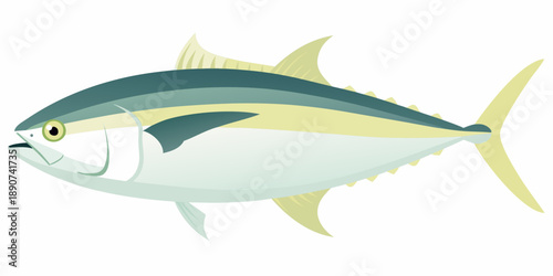 Stylized illustration of a bluefin tuna swimming to the left