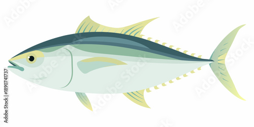 Illustration of a bluefin tuna swimming in a minimalist style