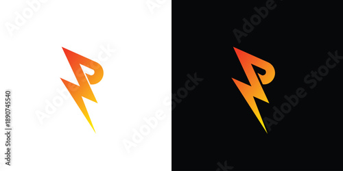 Modern and attractive P electric voltage logo design