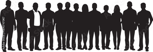 Silhouette of diverse group of people standing together united