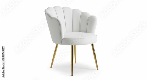 Modern White Accent Chair with Gold Legs