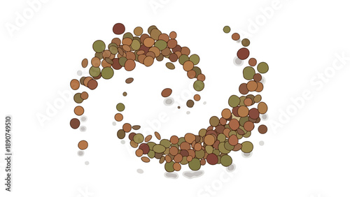 Dynamic organic swirl of natural particles in earthy tones, creating an abstract visual flow.