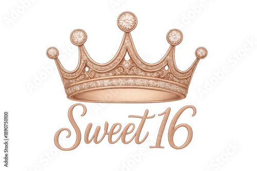 Sweet 16 rose gold crown celebration design