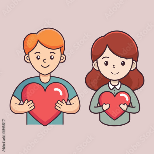 Kids Holding Heart Symbol Love and Care Concept