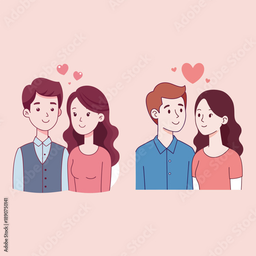 Happy Family Portrait Cartoon Character Collection