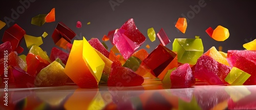 Vibrant multicolored sugar crystals in dynamic light