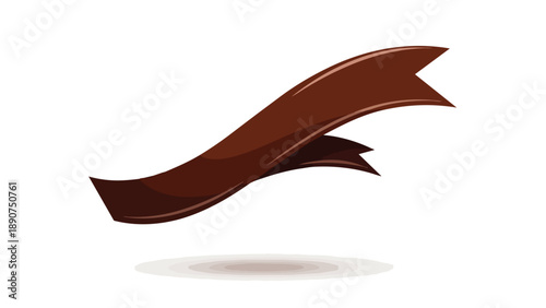 Flowing brown ribbon graphic element with elegant wavy design for banners and emblems creating a sense of natural movement