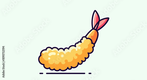 Crispy fried shrimp tempura illustration for asian cuisine concept design