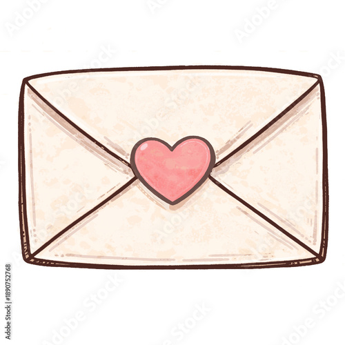 Hand Drawn Pink Heart Love Letter Envelope Valentine Clip Art PNG