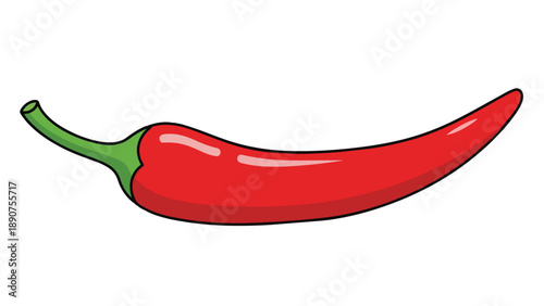 Vibrant and piquant red chili pepper illustration, featuring a crisp green stem, perfectly symbolizing culinary heat, bold flavor, and gastronomic
